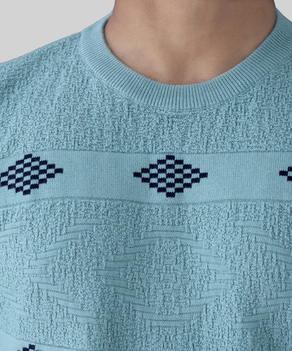 Knitted T-Shirt Men Full Sleeve Dotted Design