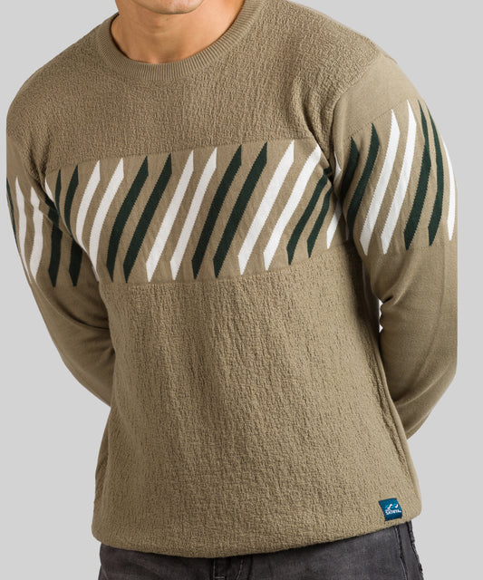 Knitted T-Shirt Men Full Sleeve Diagonal Line