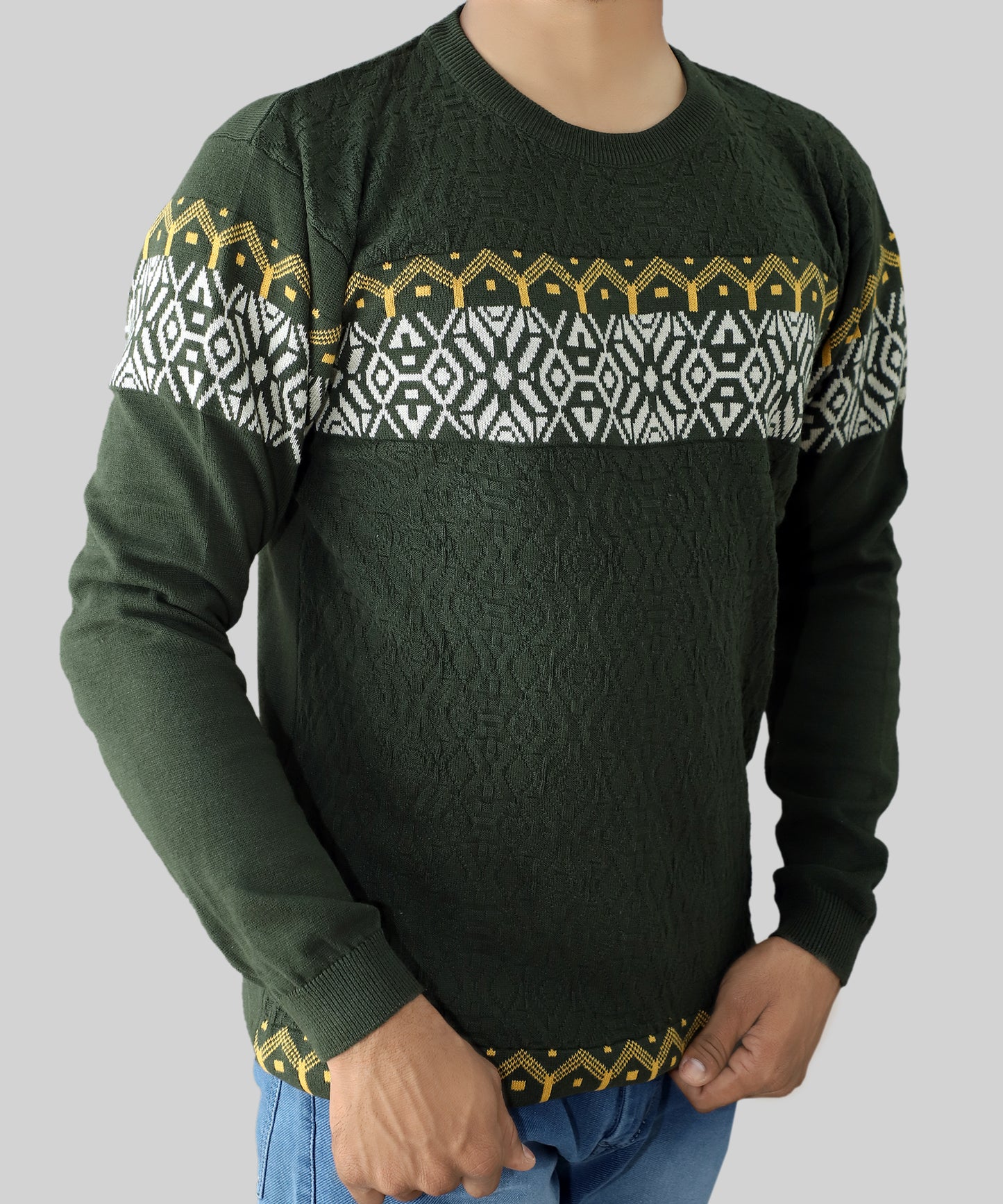 Knitted T-Shirt Men Full Sleeve Structure Pattern