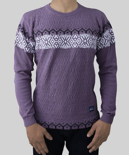 Knitted T-Shirt Men Full Sleeve Structure Pattern