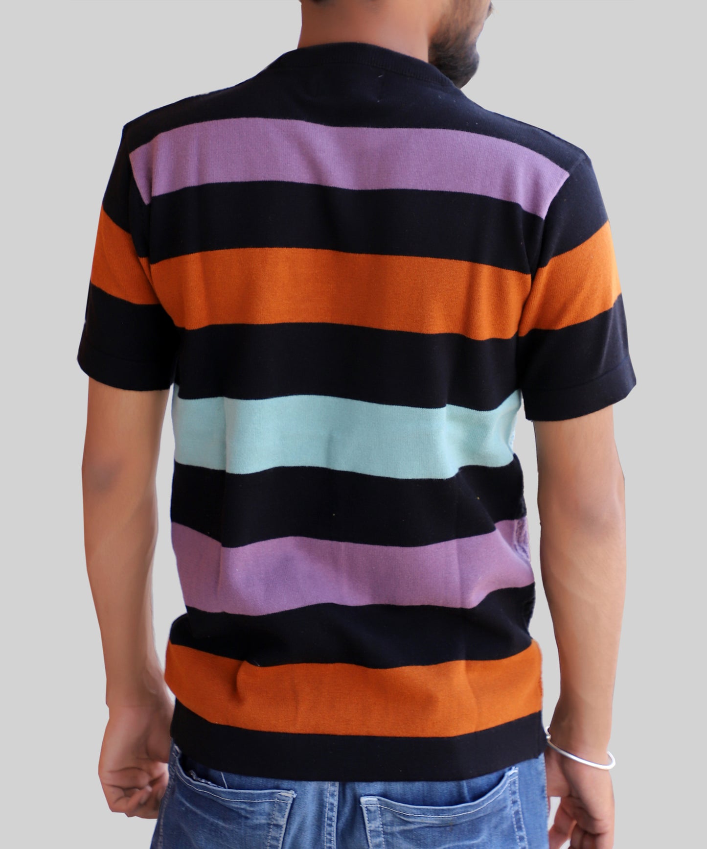 Knitted T-shirt Men Half Sleeve Impression Style