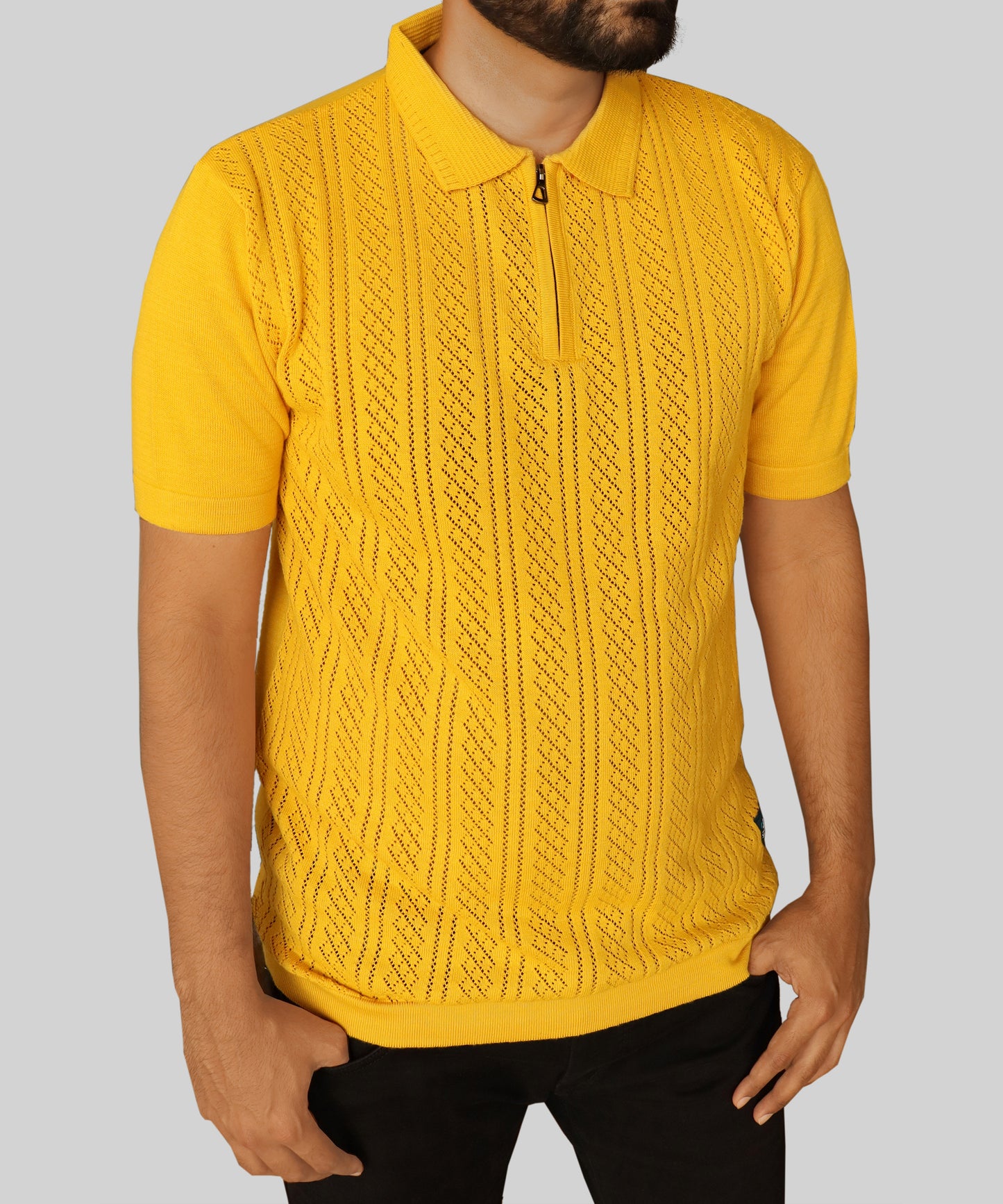 Knitted Men Polo Neck T-Shirt