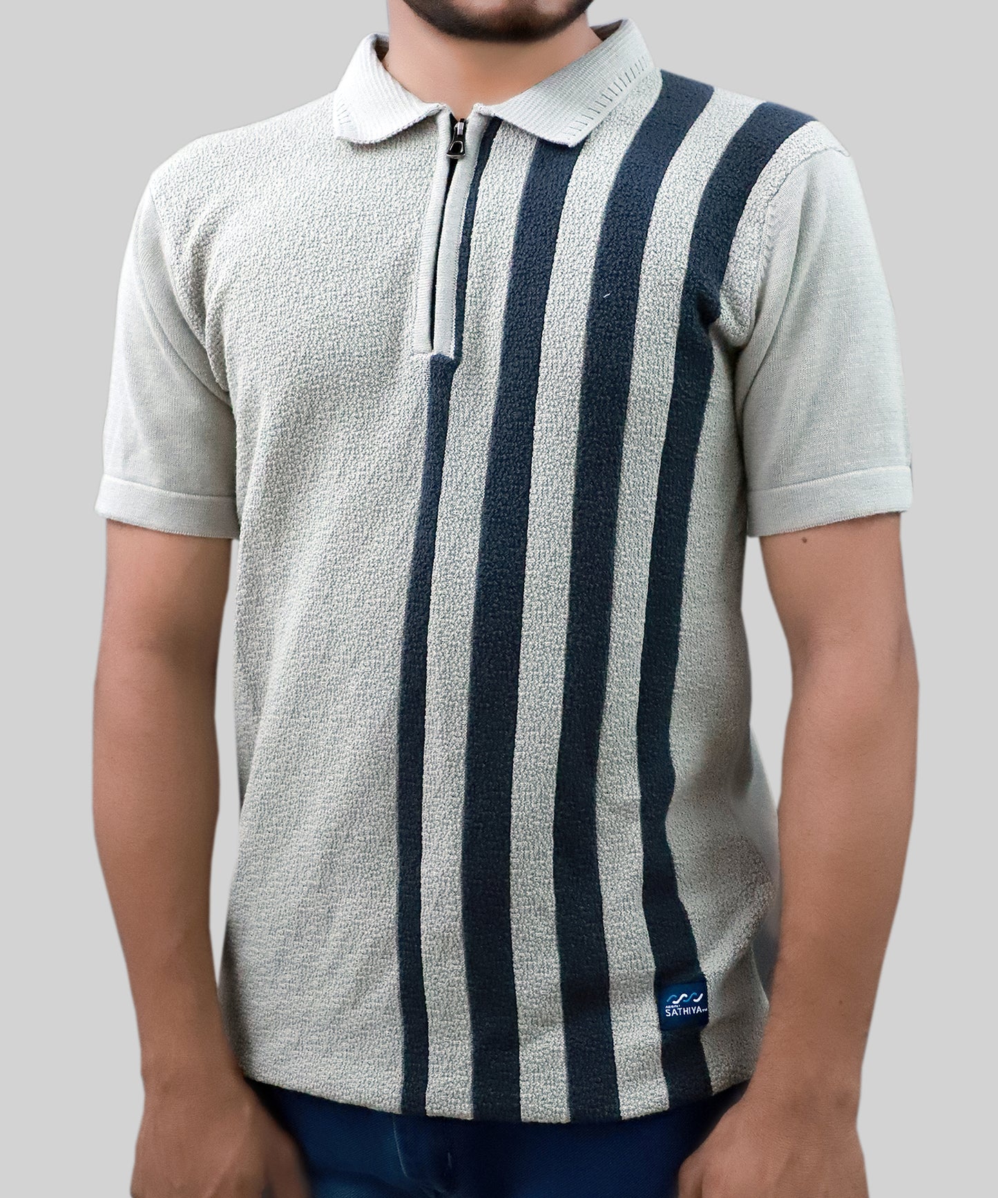 Knitted Men Polo Line T-Shirt