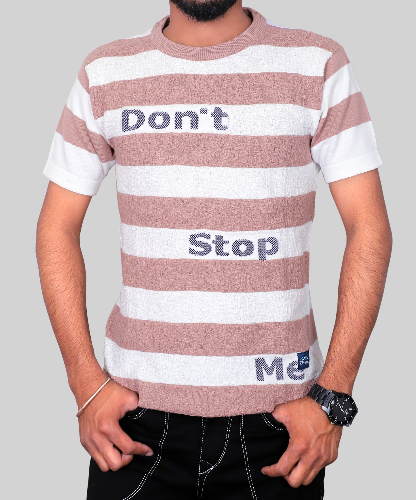 Knitted T-Shirt Men Half Sleeve Stylish Pattern